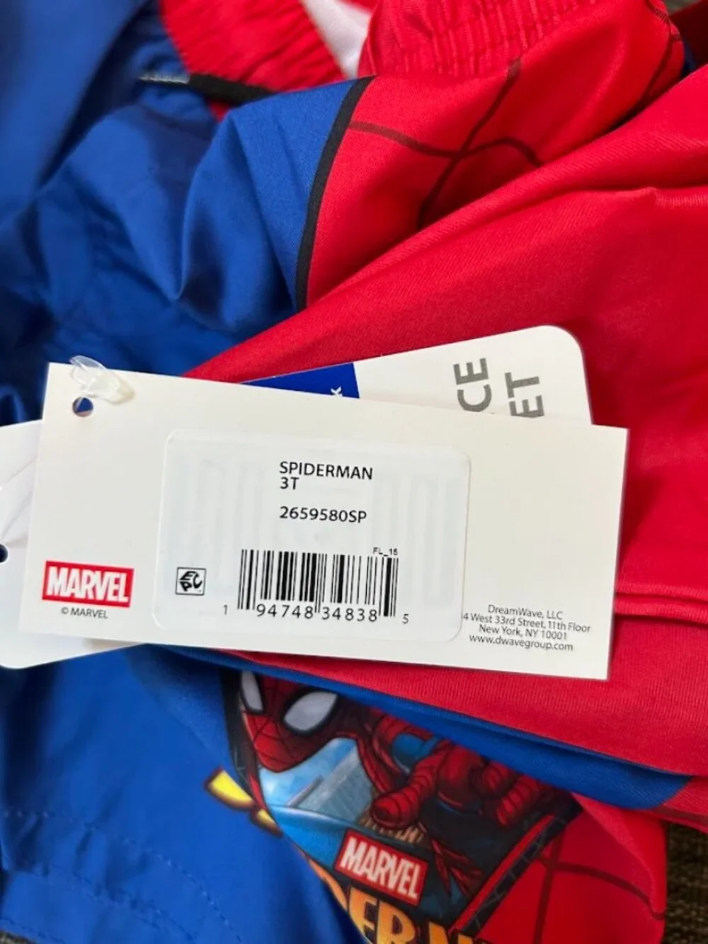New! Marvel Spiderman Youth 2 Piece Rashguard and Swim Trunk Set